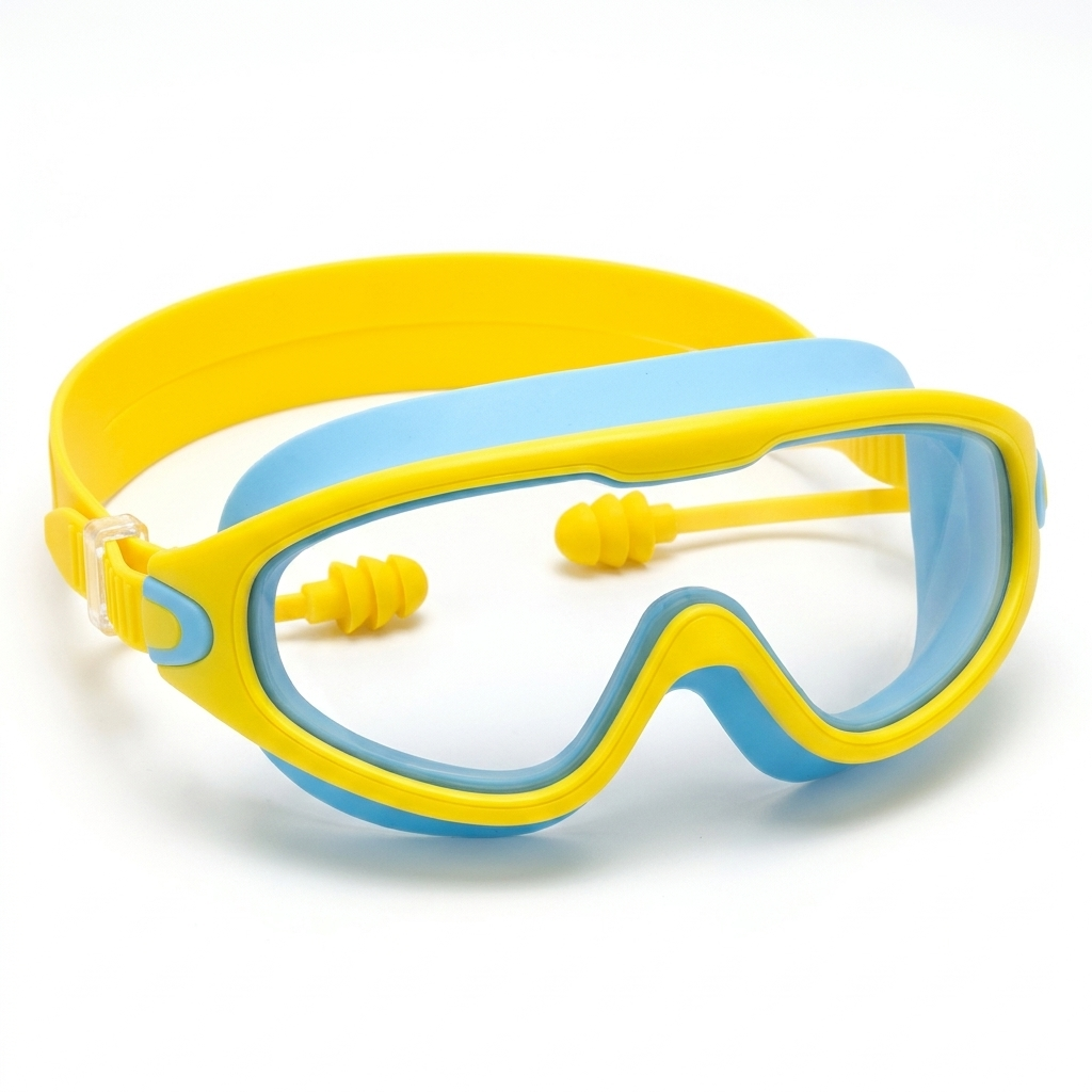 Gafas natacion ninos azul y amarillo - vista frontal