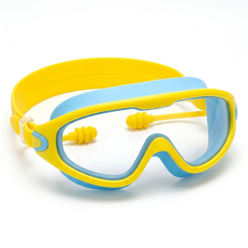 Gafas natacion ninos azul y amarillo - vista frontal